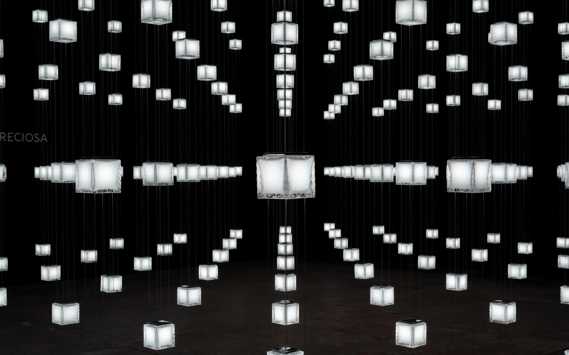 An immersive light show filling the whole gallery space