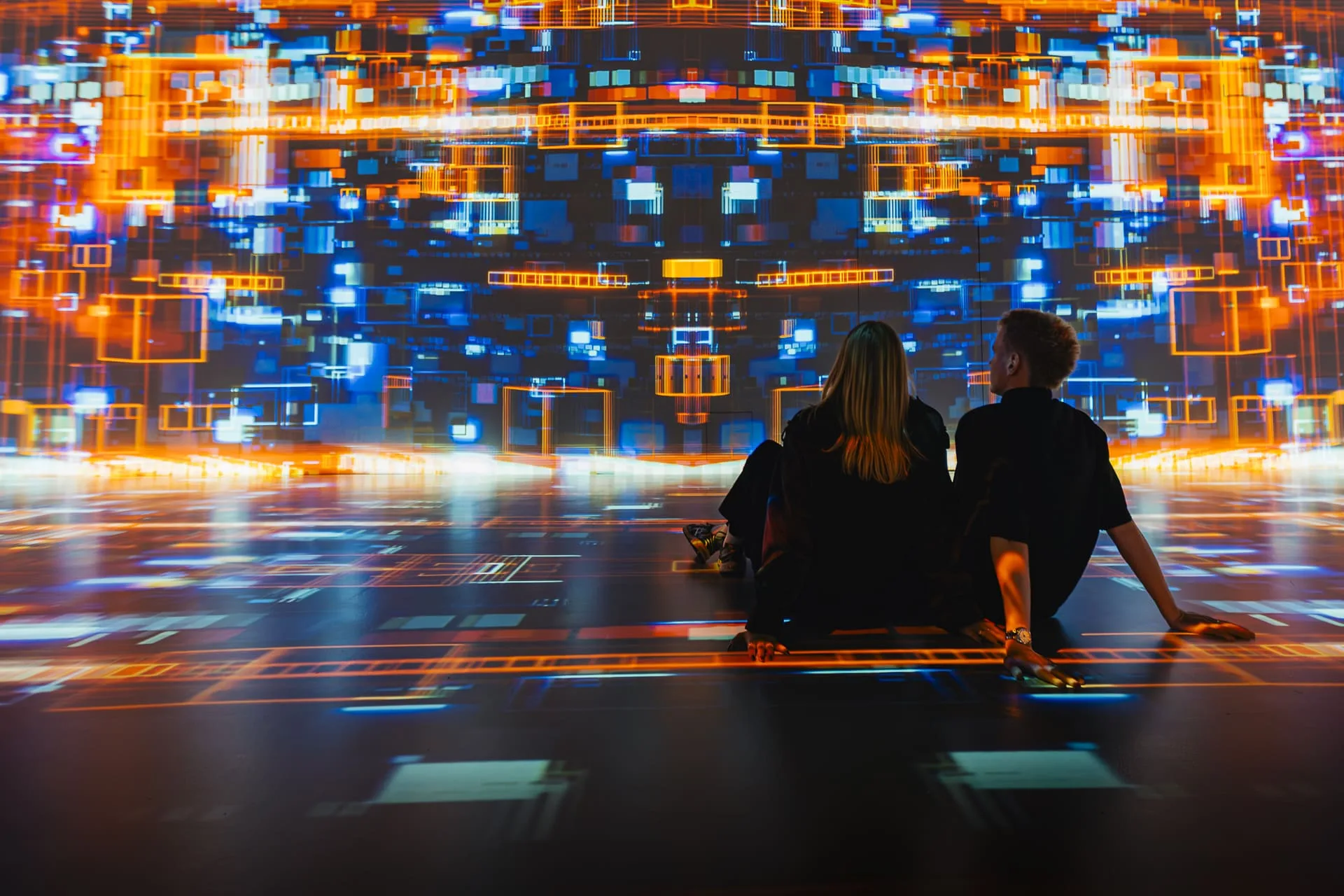 The projected city of Echoes of Tomorrow filling Hall I